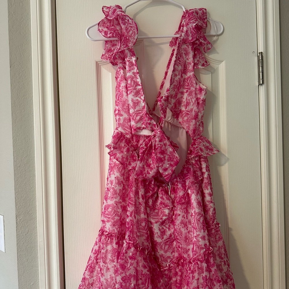 Pink Floral Ruffle Dress - Picture 2 of 2